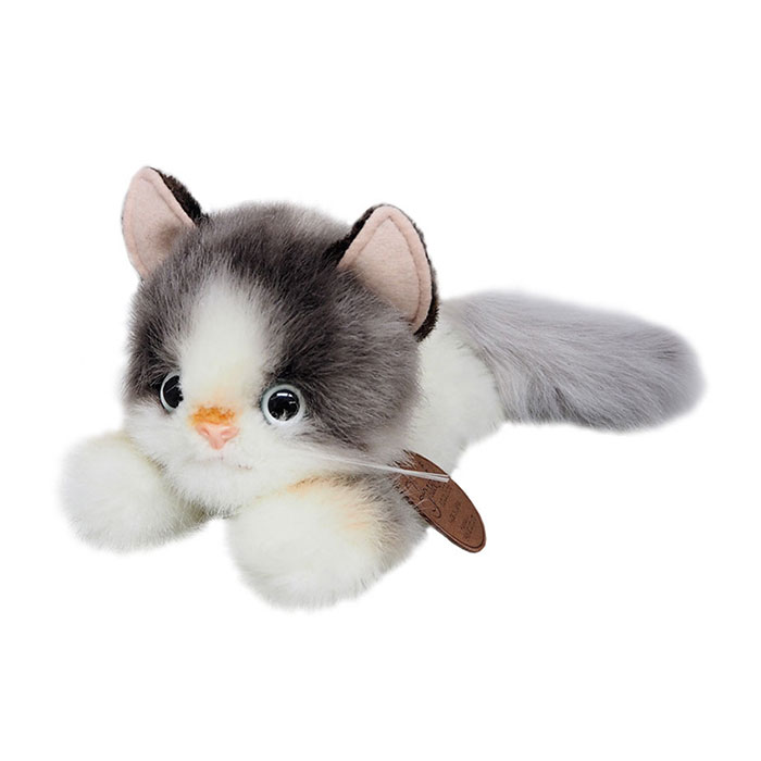 グレイスフル ネコ (日本製) 寝そべりCAT マンチカン(グレー) ぬいぐるみ  全長22cm i8my1cf